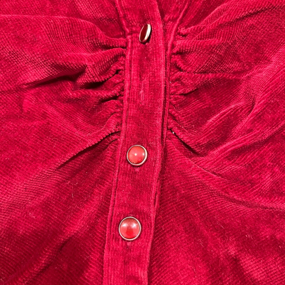 Red Button-Up Women's Top - Picture 2 of 4